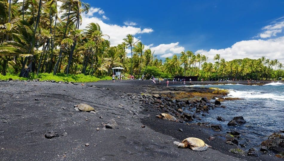 Punalu'u Black Sand Beach, Hawaii, USA